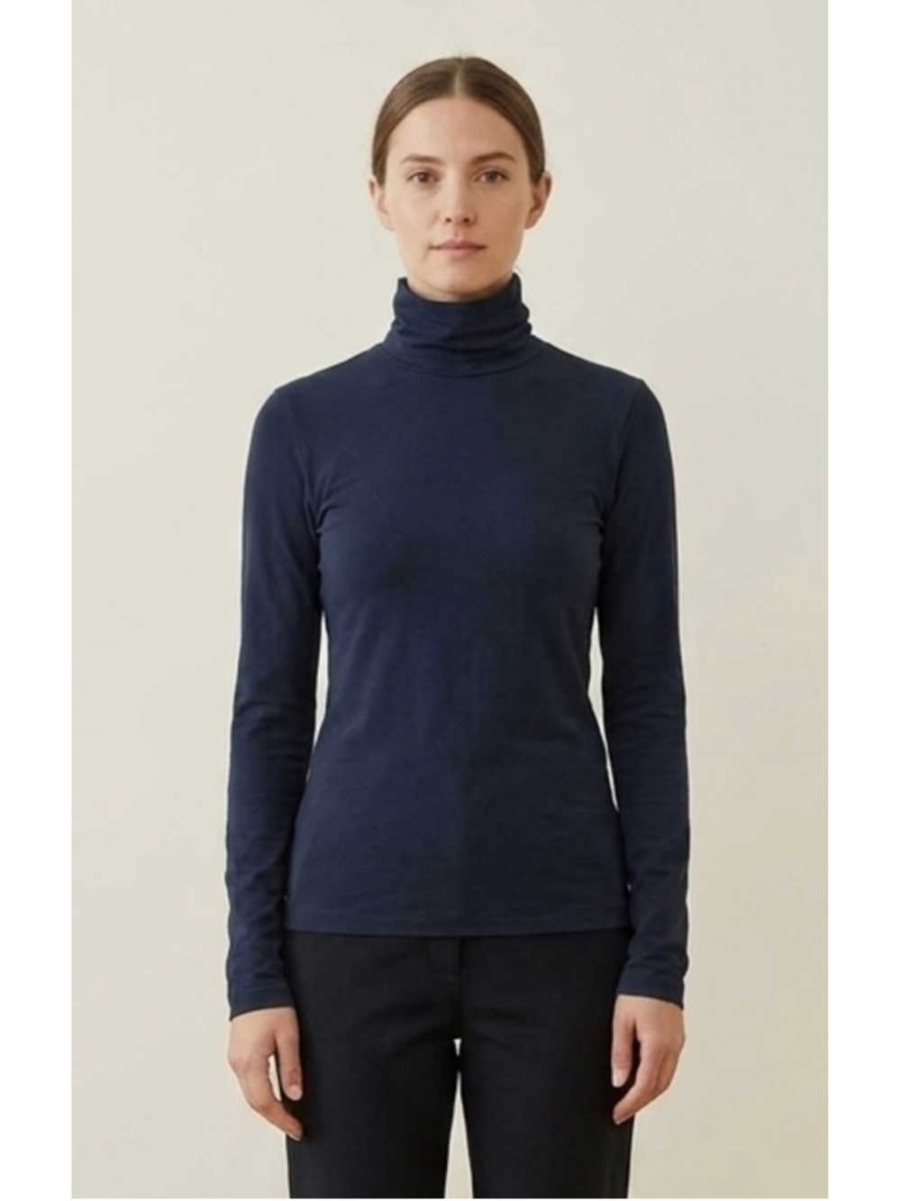 J.Crew Tissue Turtleneck Top Womens Size Large L Black Long Sleeve Cotton Knit
